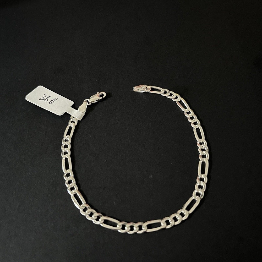 Esclava De Plata 925 Con‎ Tejido Figaro,925 Silver Bracelet 8 Inch